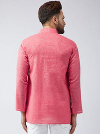 SOJANYA Men Red Woven Design Short Kurta