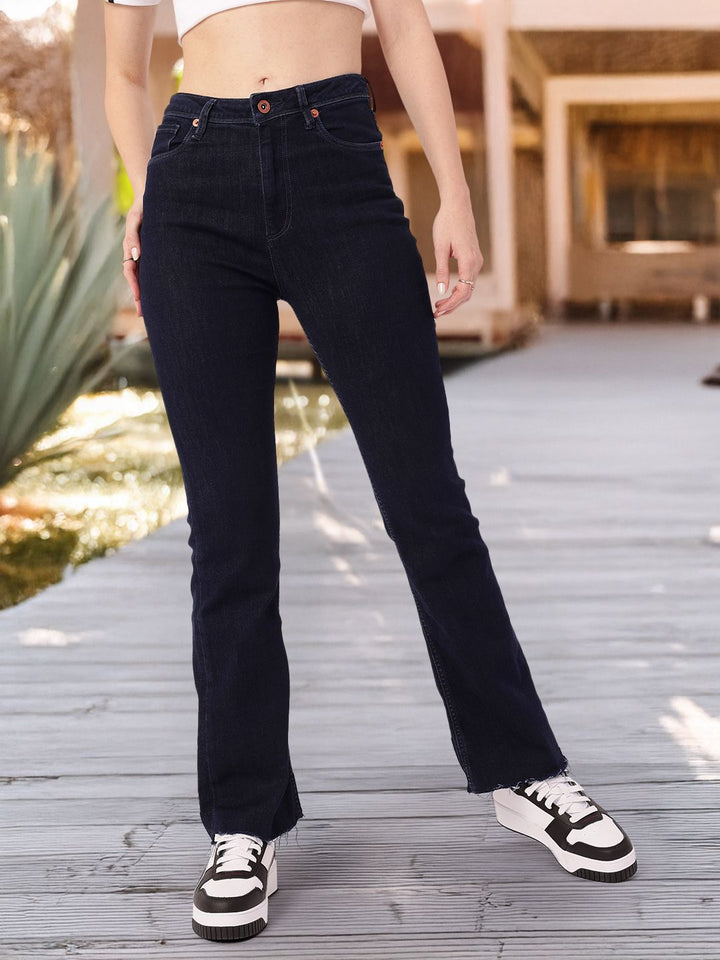 DressBerry Women Modern Vibe Stretchable Frayed Jeans