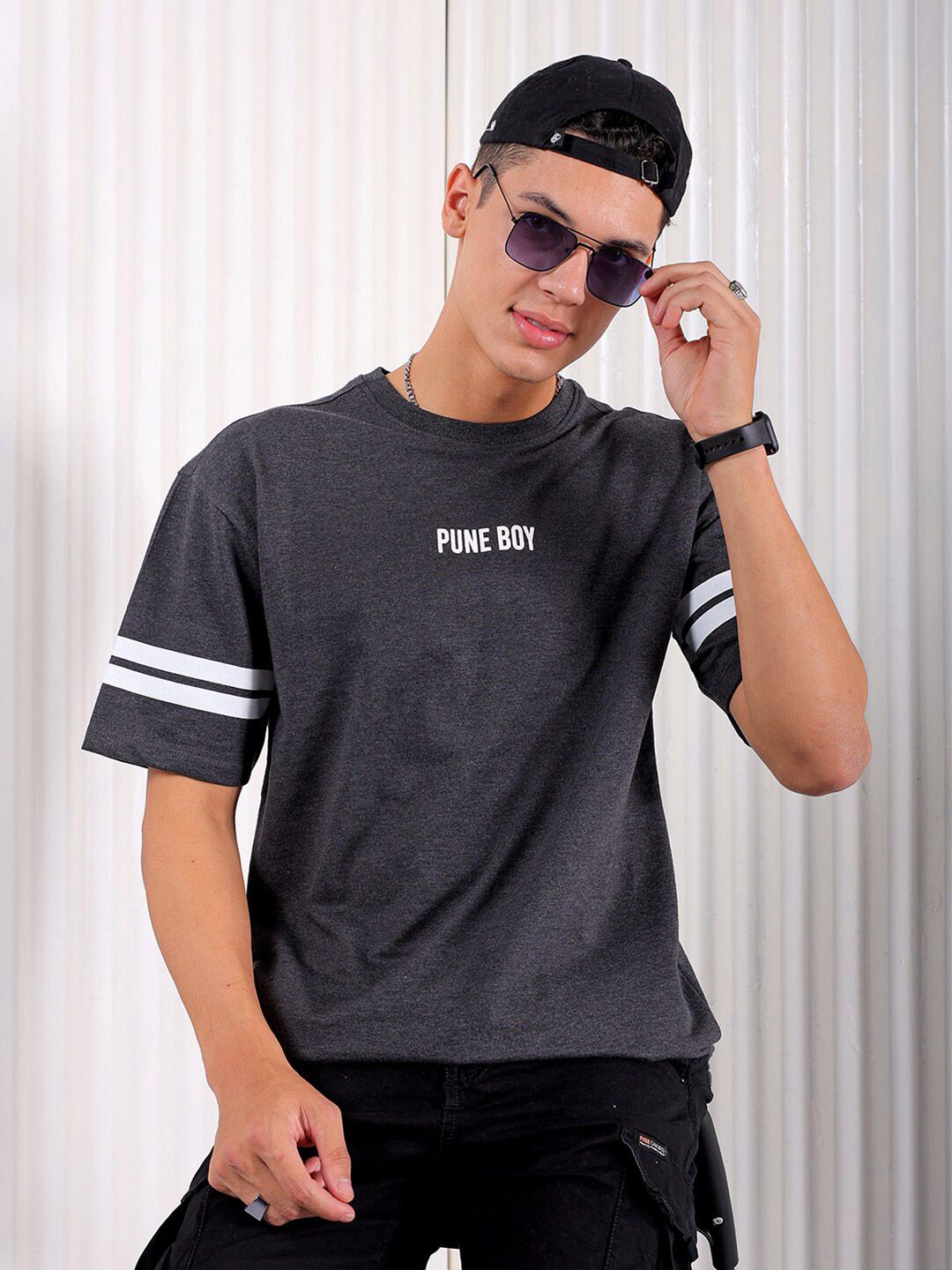 The Indian Garage Co Typography Printed Pure Cotton Regular Fit T-shirt