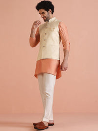 KISAH Men Ethnic Motifs Mandarin Collar Woven Design Nehru Jacket