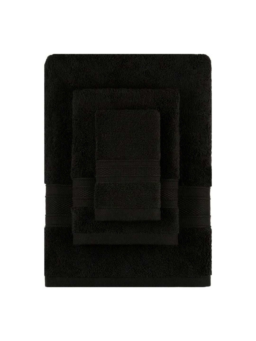 MYTRIDENT Black 3 Pieces Pure Cotton 500 GSM Towel Set