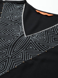 Indo Era Women Geometric Embroidered Sequinned Pure Cotton Kurta