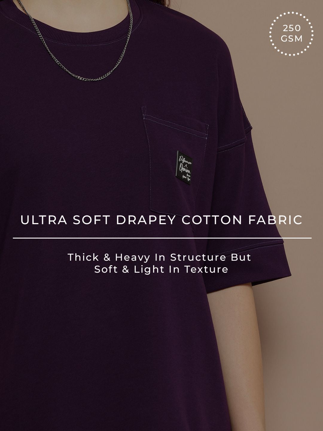 Difference of Opinion Women Oversized Drop Shoulder Ultra Soft Drapey Cotton T-Shirt