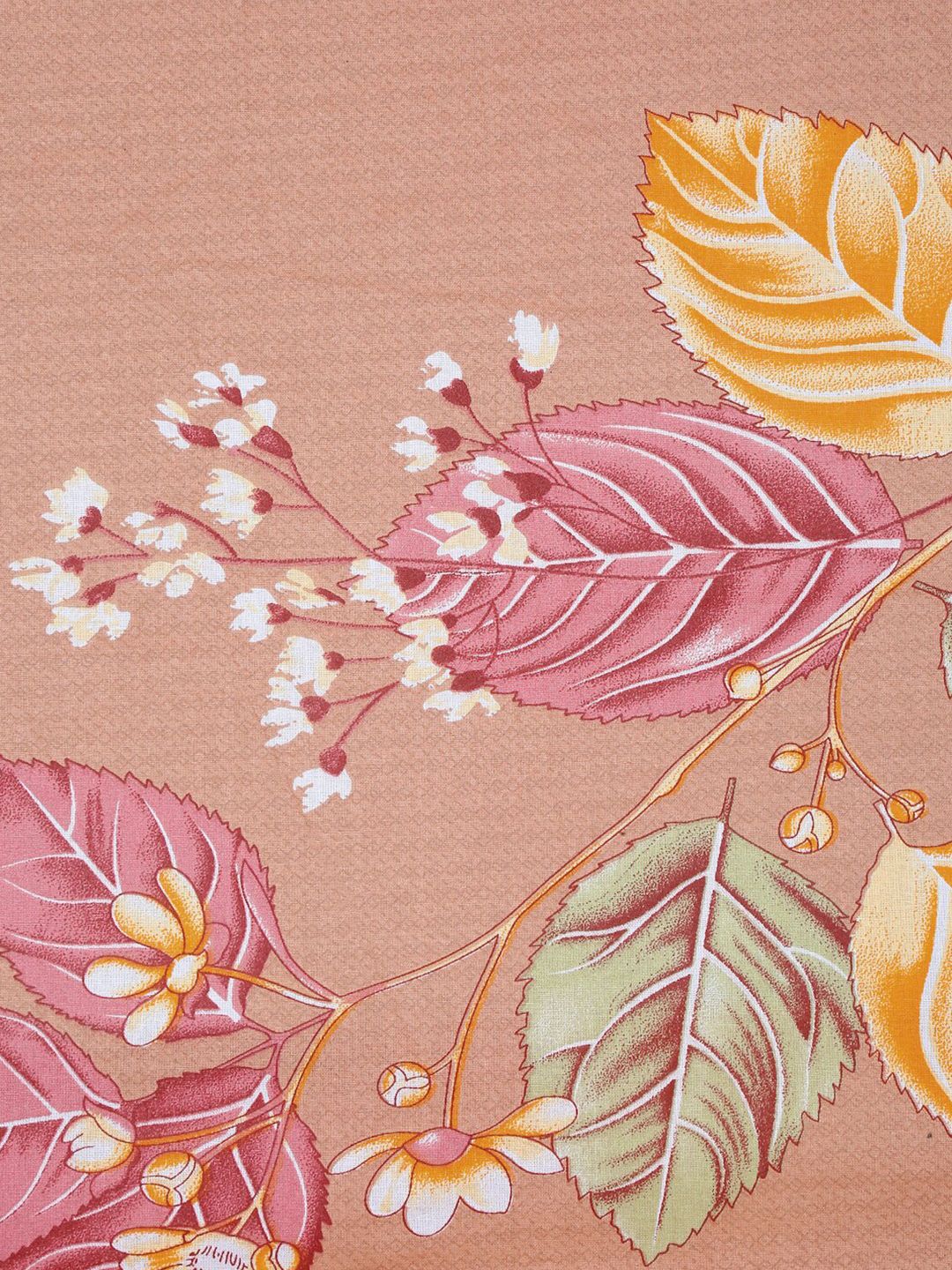 KLOTTHE Brown & Pink Floral Printed 400 TC Cotton Fitted Double King Bedsheets Set