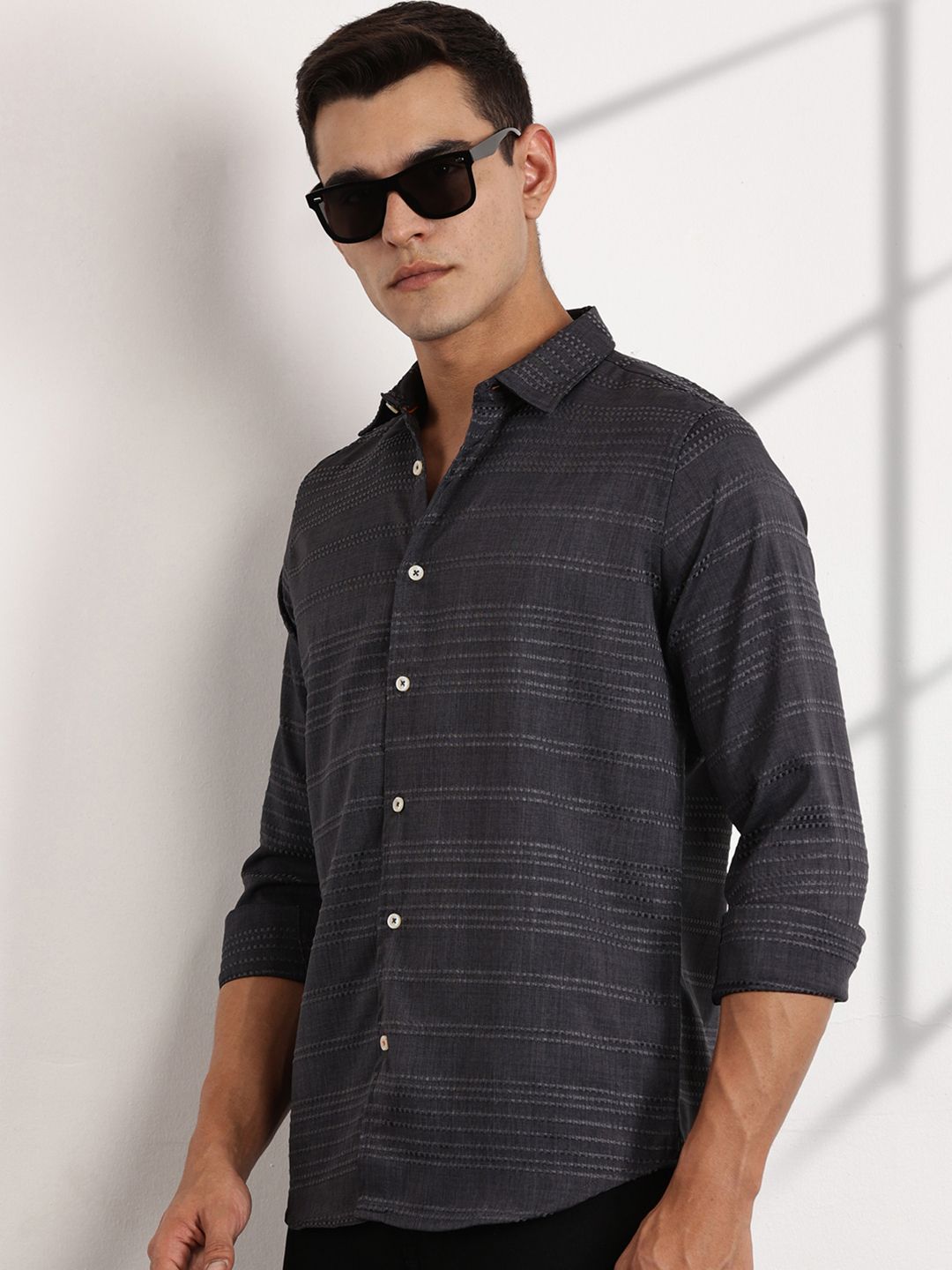 Thomas Scott Men Premium Slim Fit Opaque Casual Shirt
