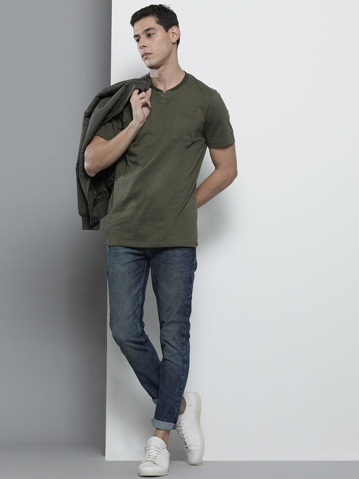 The Indian Garage Co Men Blue Slim Fit Light Fade Stretchable Jeans
