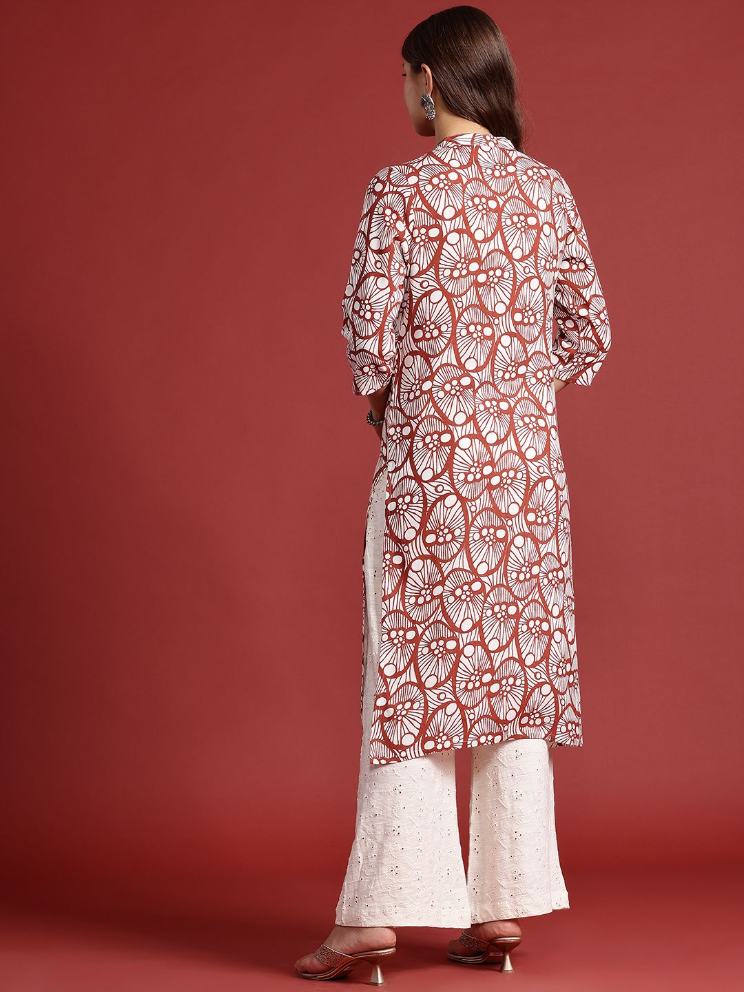 Anouk Ethnic Motifs Printed Mandarin Collar Straight Kurta