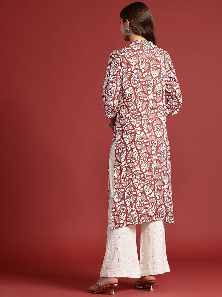 Anouk Ethnic Motifs Printed Mandarin Collar Straight Kurta