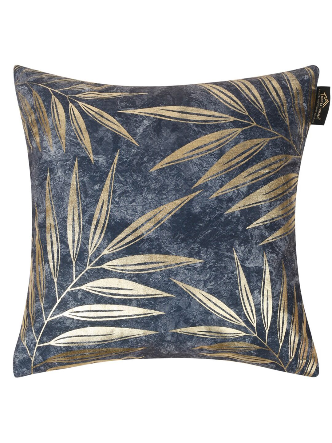 HOSTA HOMES Blue & Gold-Toned 5 Pieces Ethnic Motifs Velvet Square Cushion Covers