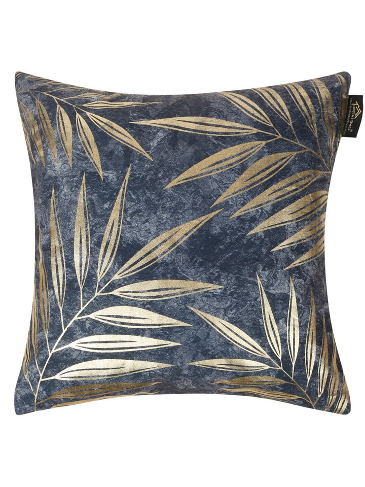 HOSTA HOMES Blue & Gold-Toned 5 Pieces Ethnic Motifs Velvet Square Cushion Covers