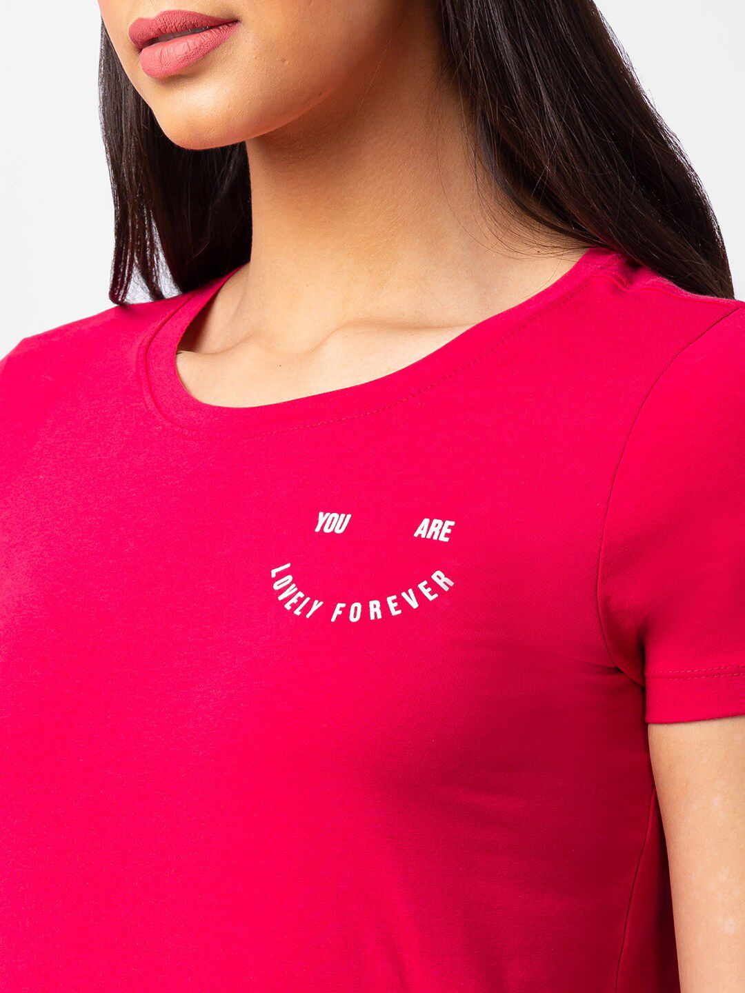 SPYKAR Women Round Neck Cotton T-shirt