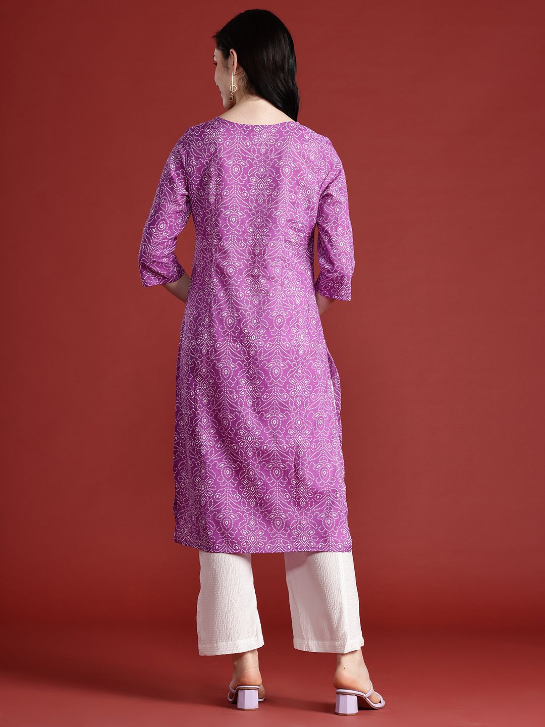 Anouk Bandhani Print Straight Kurta
