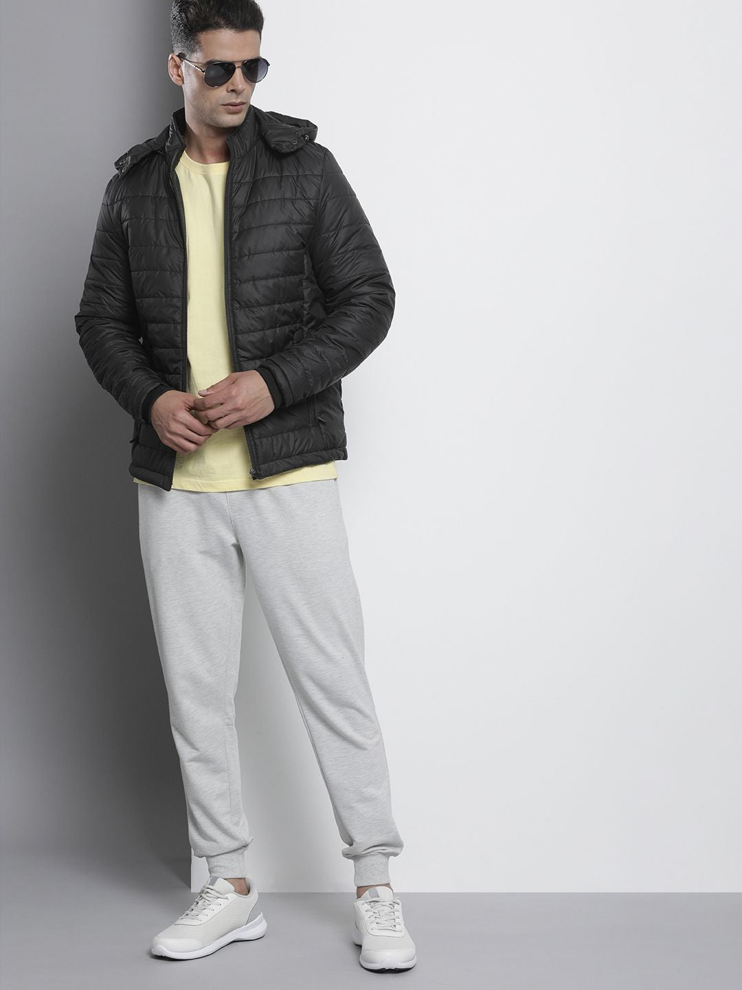 The Indian Garage Co Men Zip-Front Puffer Jacket with Detachable Hood
