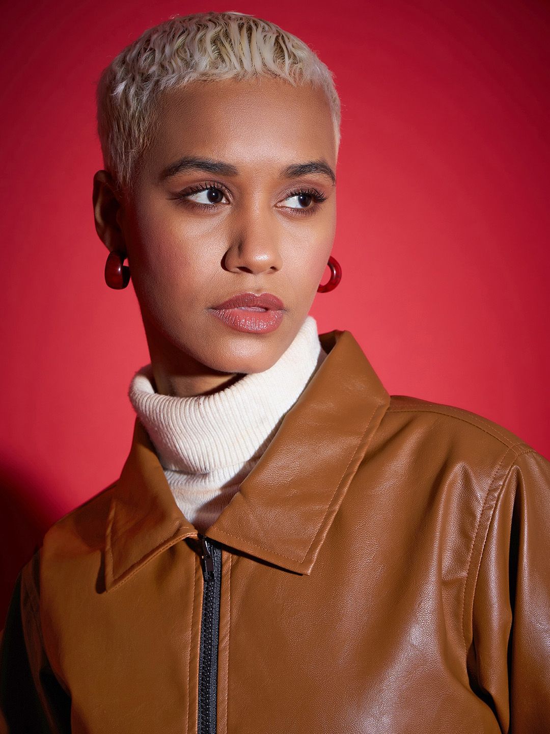 SASSAFRAS Brown Spread Collar Biker Jacket
