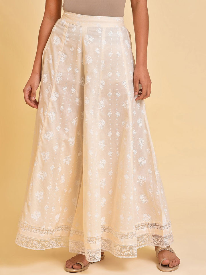 W Women Floral Printed Loose Fit Pure Cotton Trousers