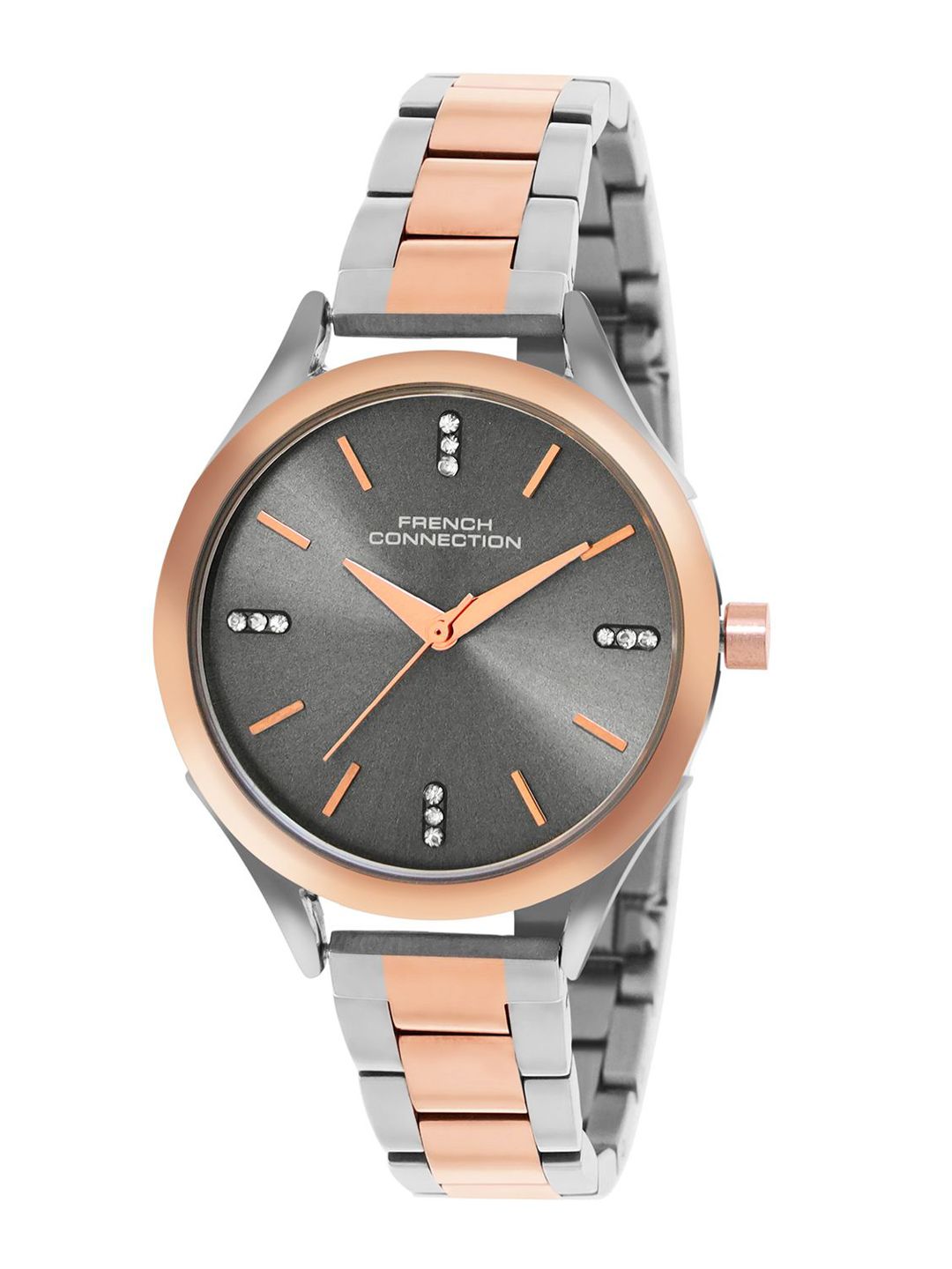 French Connection Women Embellished Dial & Stainless Steel Bracelet Style Straps Analogue Watch FCN099RTM