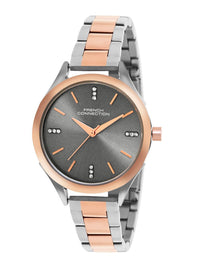 French Connection Women Embellished Dial & Stainless Steel Bracelet Style Straps Analogue Watch FCN099RTM