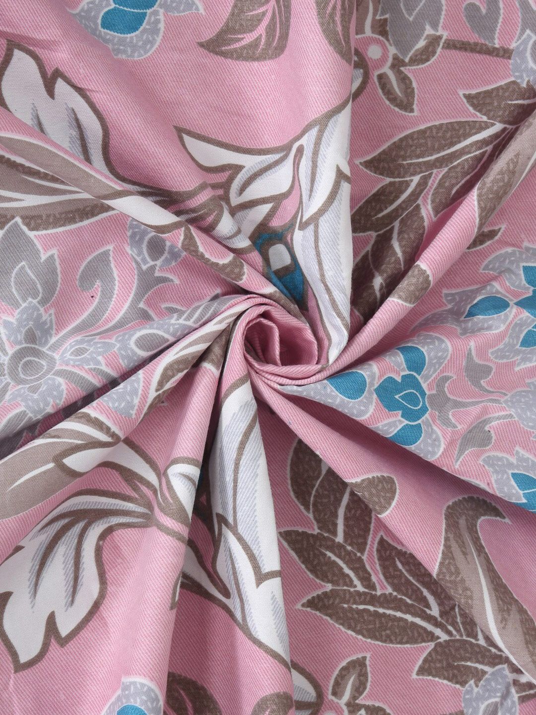 KLOTTHE Pink Floral Polycotton 300 TC King Fine Bedsheet with 2 Pillow Covers-106 x 106 inches