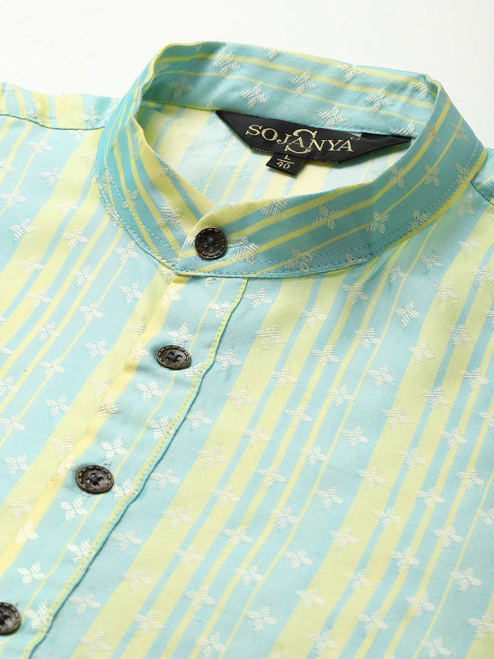 SOJANYA Men Ethnic Motifs Striped Jacquard Straight Kurta