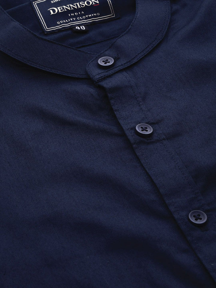 DENNISON Men Navy Blue Smart Slim Fit Solid Formal Shirt