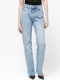 RAREISM Women Comfort Straight Fit High-Rise Clean Look Heavy Fade Cotton Jeans