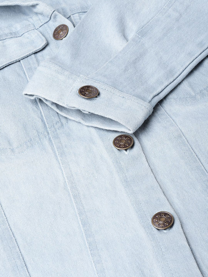 SASSAFRAS Women Blue Solid Denim Jacket