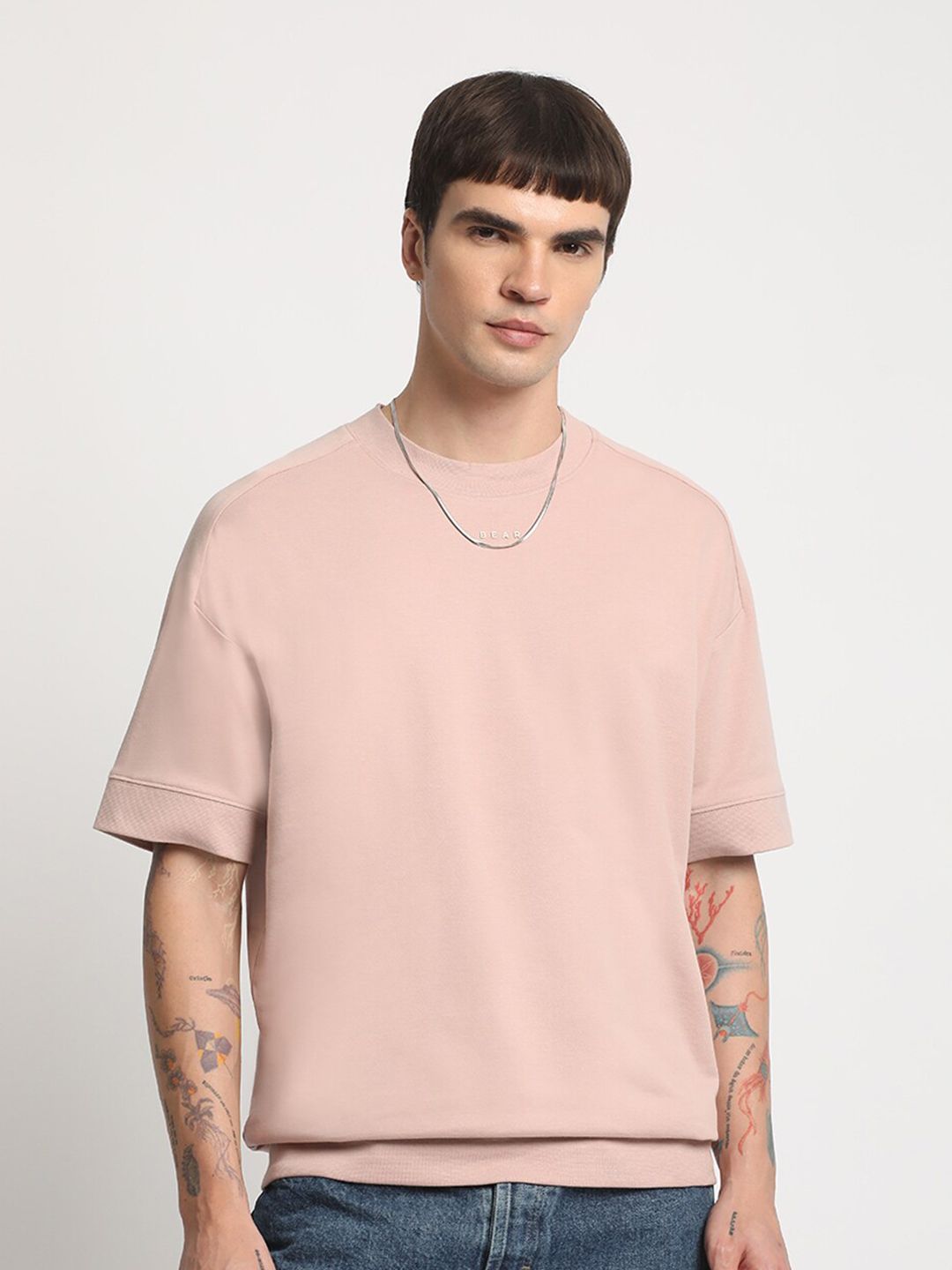 THE BEAR HOUSE Drop Shoulder Cotton Relaxed Fit T-shirt