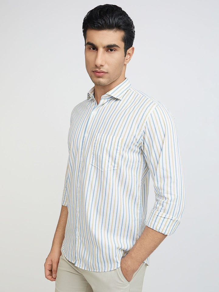 Park Avenue Men Pure Cotton Slim Fit Opaque Striped Casual Shirt