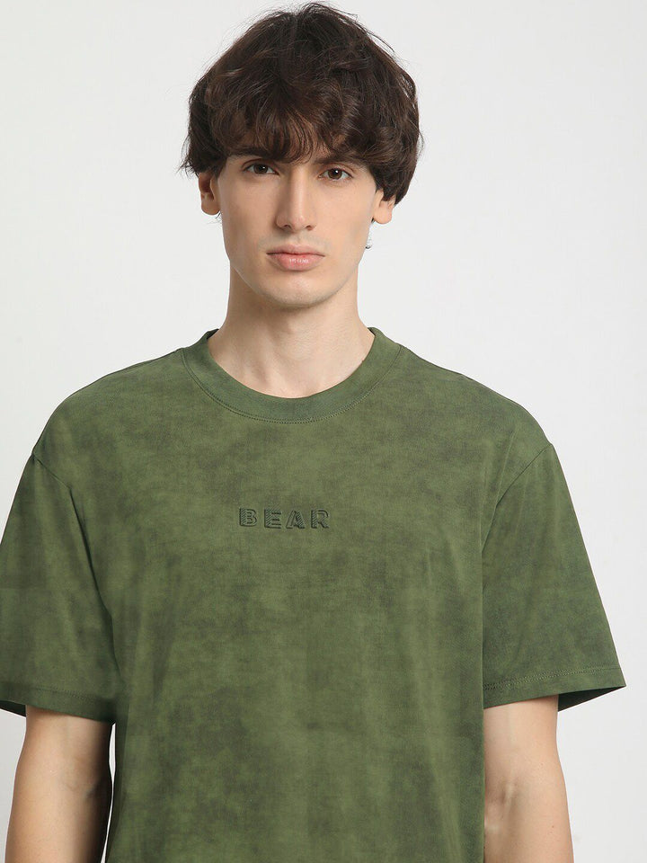THE BEAR HOUSE Men Self Design Round Neck Tshirt