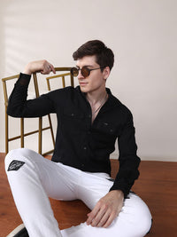 The Indian Garage Co Men Black Solid Casual Shirt