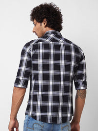 SPYKAR Tartan Checked Spread Collar Cotton Casual Shirt