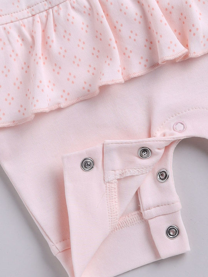 Moms Love Infant Girls Cotton Rompers with Applique Detail