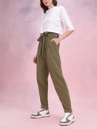 DressBerry Women Crinkled Belted Trousers
