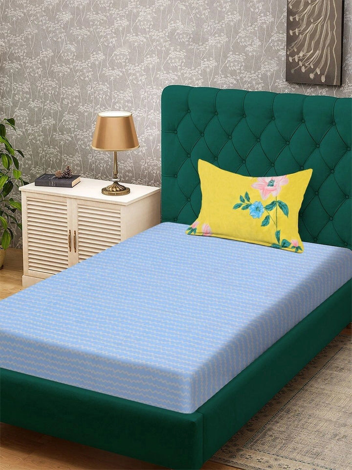Moda Rapido X KLOTTHE Blue 300 TC Single Bedsheet with 1 Pillow Covers