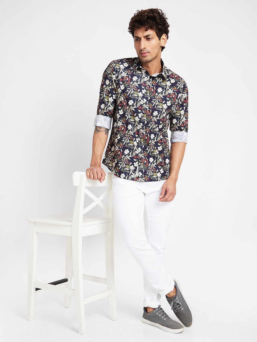 Being Human Men Slim Fit Floral Opaque Printed Casual Shirt