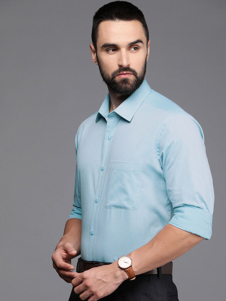 Raymond Pure Cotton Self Design Slim Fit Opaque Formal Shirt
