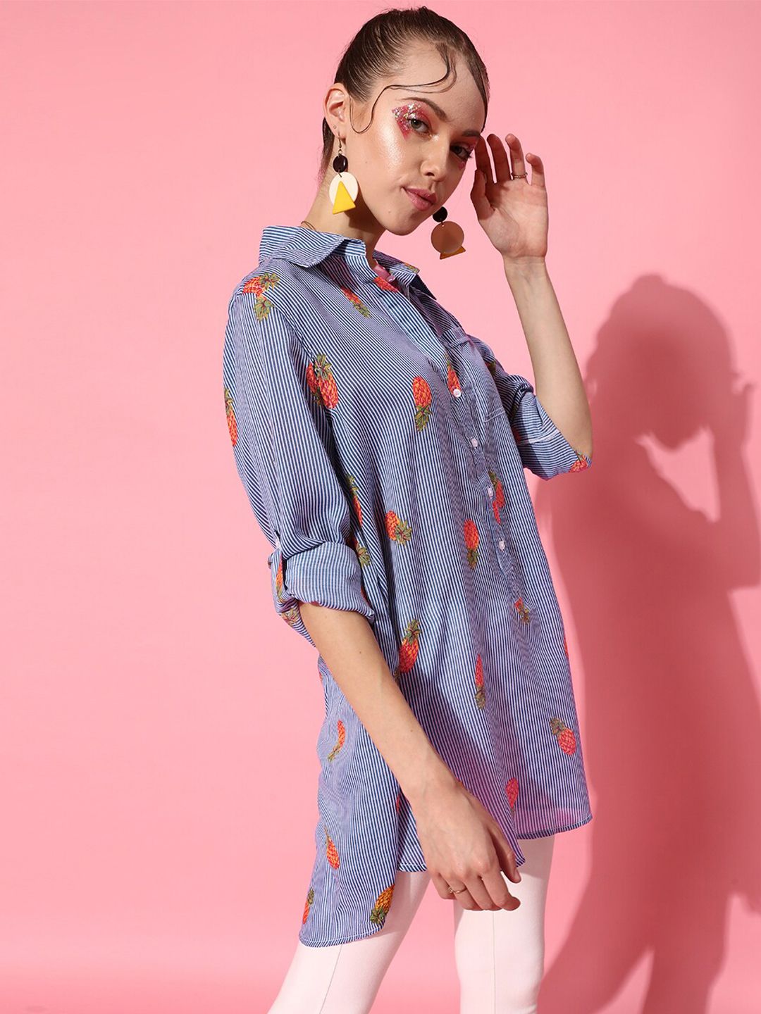 STREET 9 Women Blue Graphic Shirt