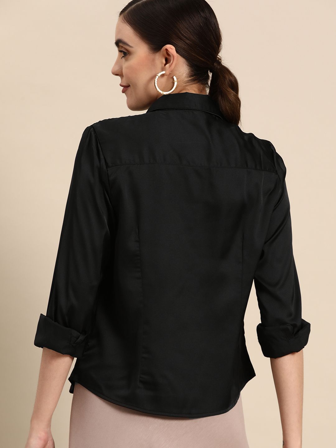 DENNISON Women Black Smart Opaque Casual Shirt