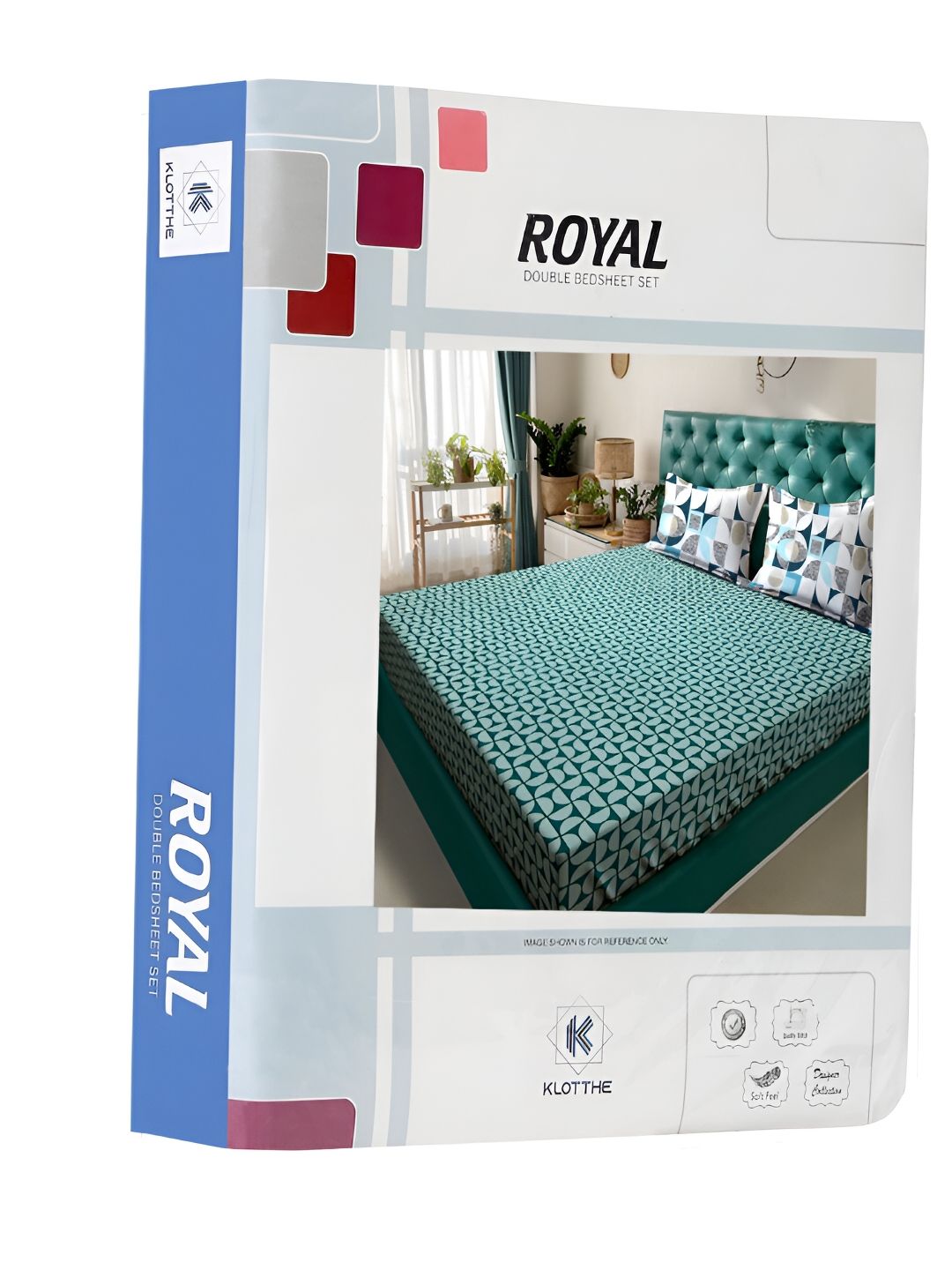 KLOTTHE Green Geometric 300TC Double King Bedsheet With 2 Pillow Covers