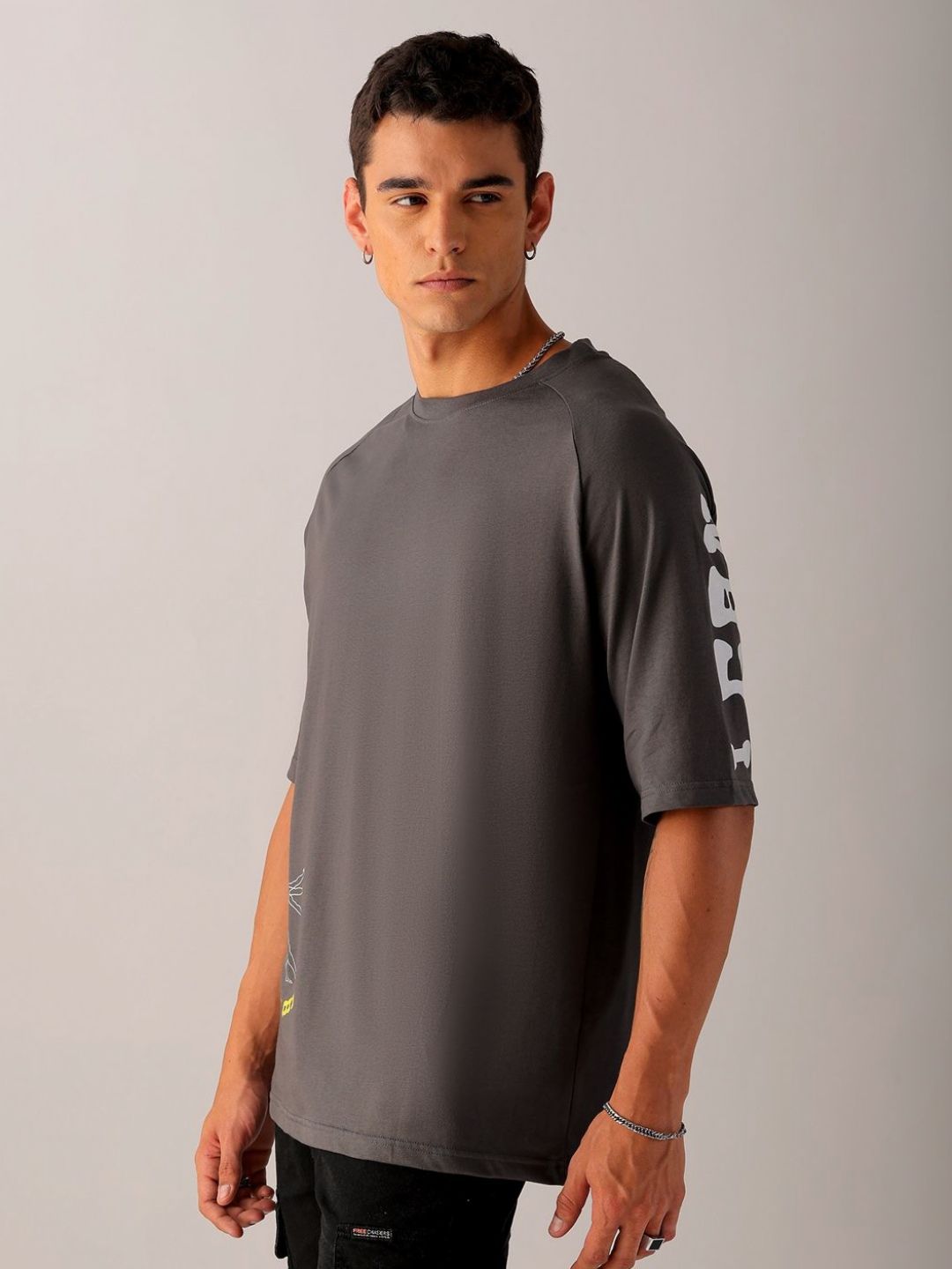The Indian Garage Co Men Back Printed Oversized Round Neck Pure Cotton T-shirt
