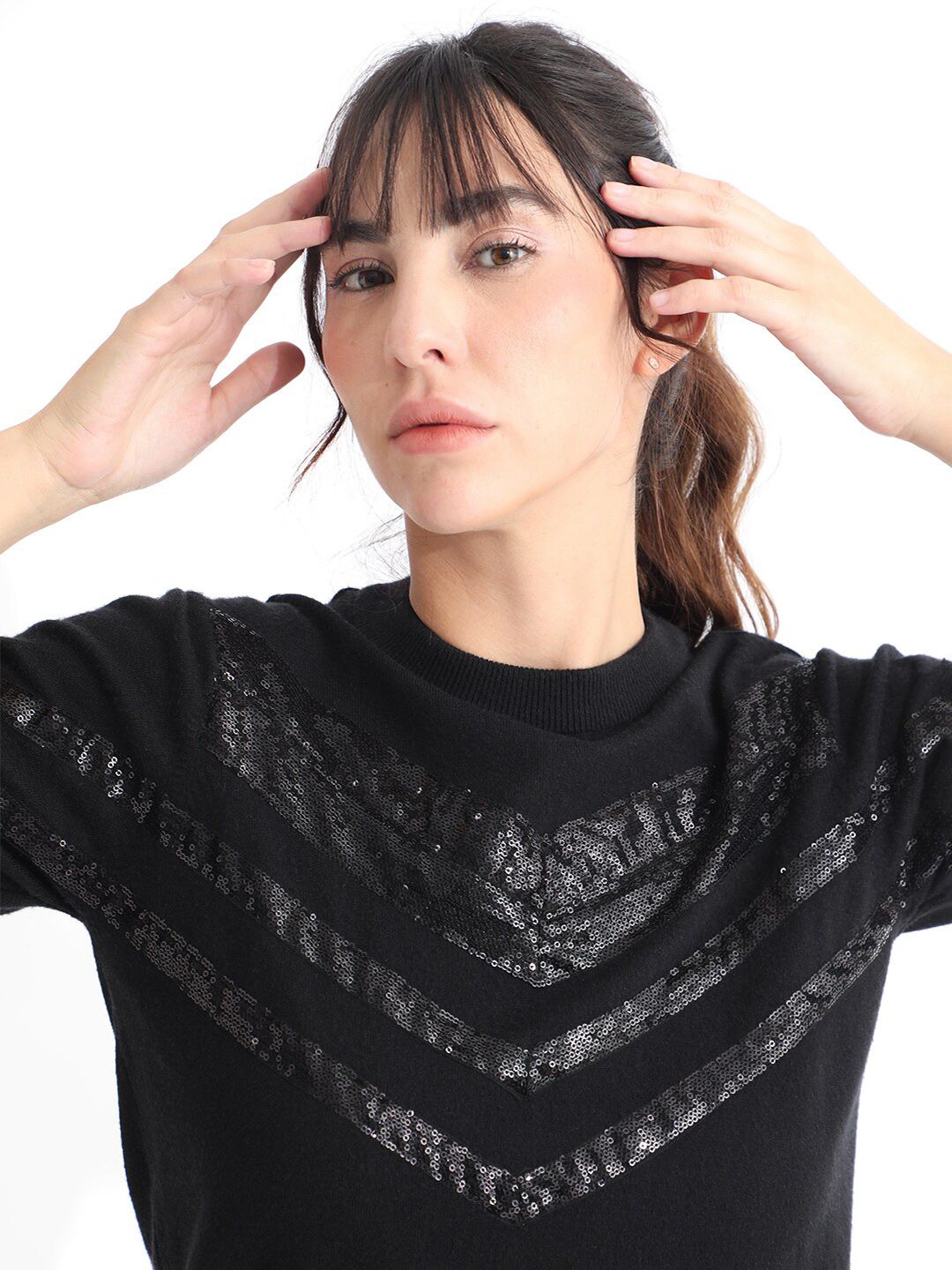 RAREISM Embellished Sequined Pullover Sweater