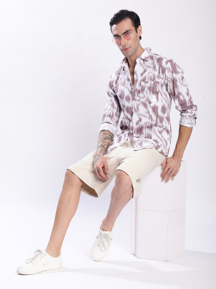 Bene Kleed Men Abstract Printed Spread Collar Slim Fit Printed Casual Shirt
