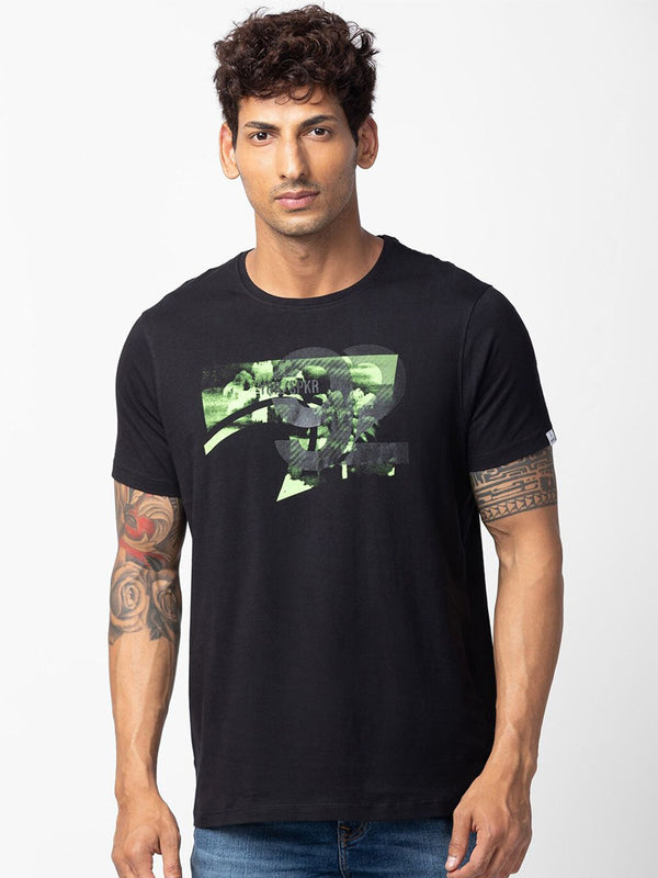 T-shirt Cotton Slim Spykar yang Dicetak Slim Fit