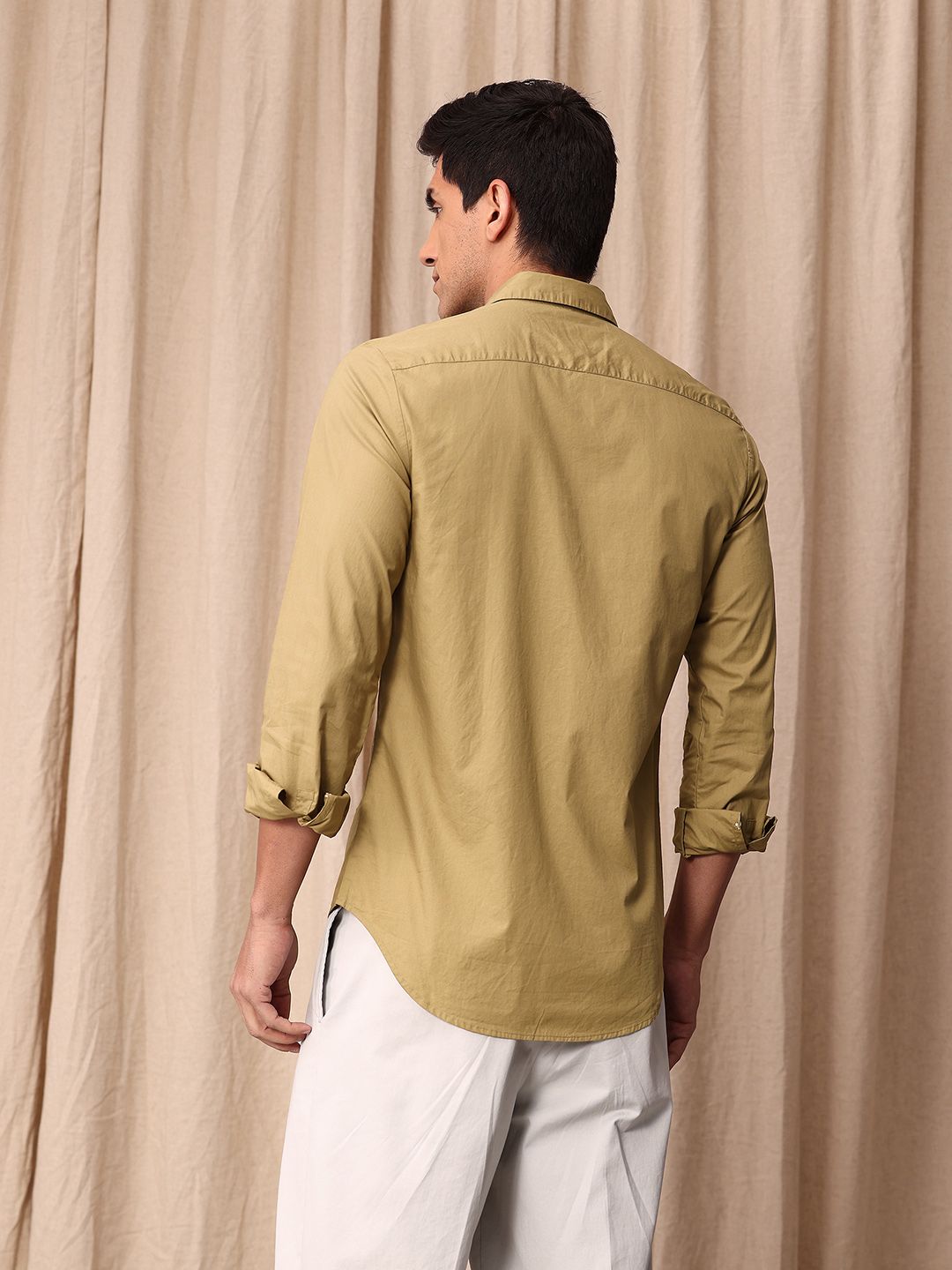 Mr Bowerbird Pure Cotton Button Detail Tailored Fit Casual Shirt