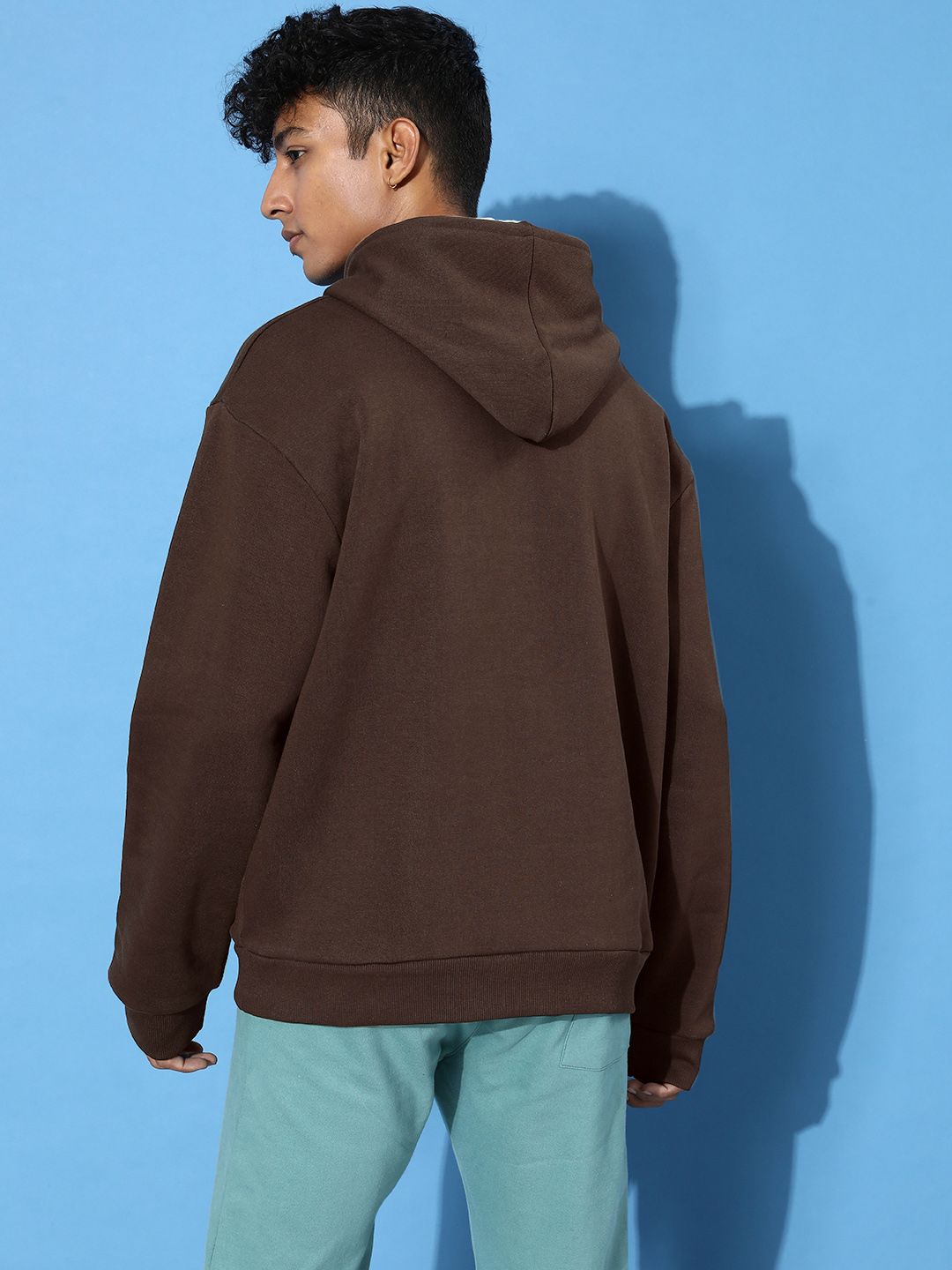 DILLINGER Men Typography Oversized Hooded Fleece Sweatshirt