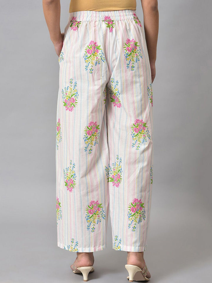 W Women Floral Printed Cotton Trousers