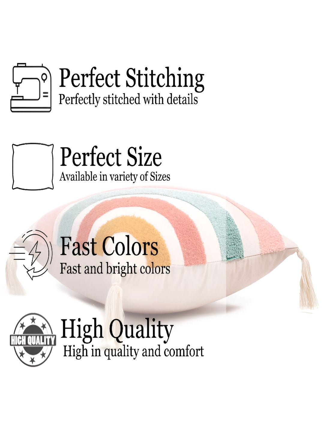 STITCHNEST White & Orange Embroidered Square Cushion Covers