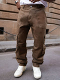 Powerlook Men Brown Mid-Rise Denim Cargos
