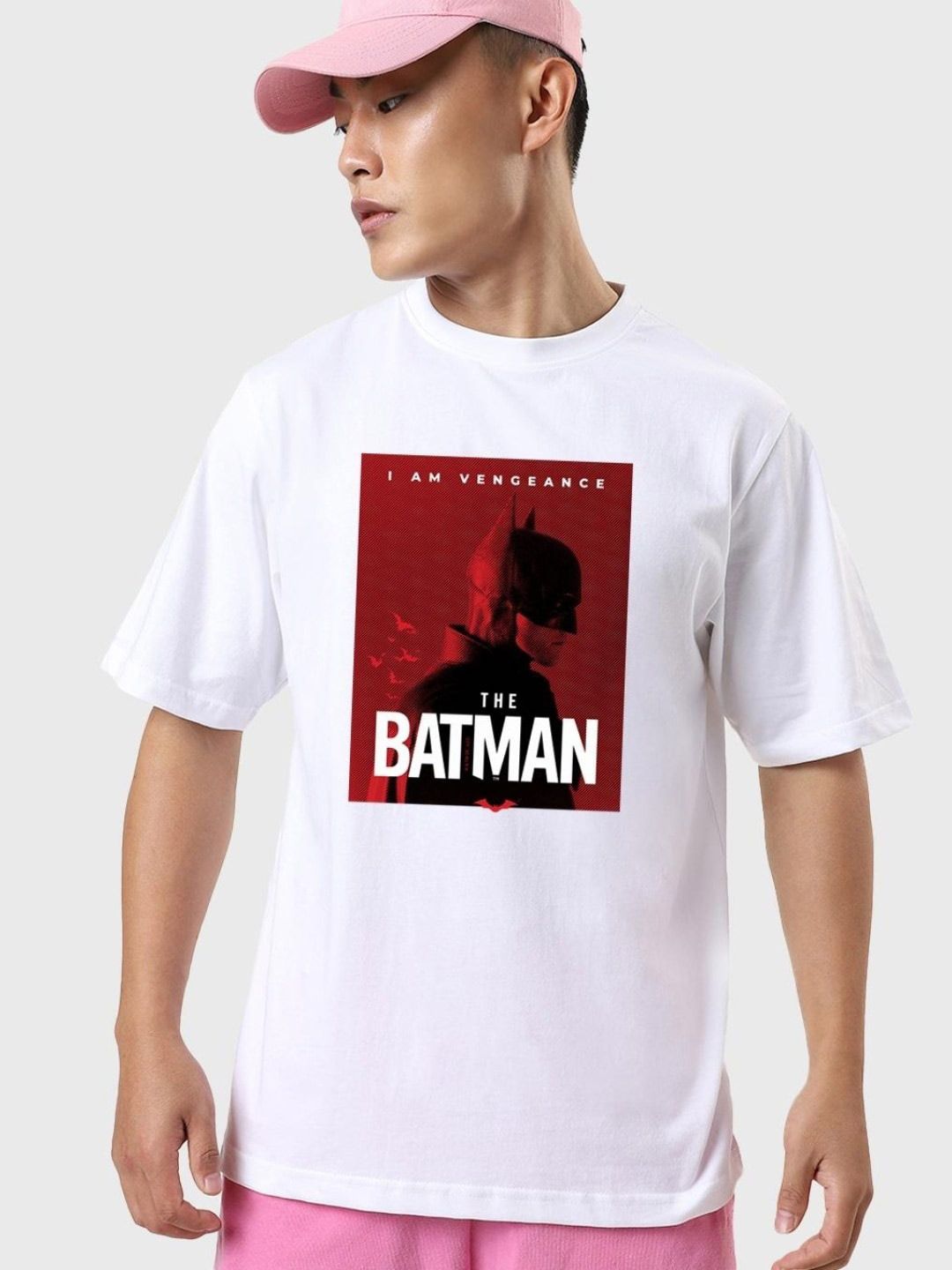 Bewakoof Men Batman Poster Graphic Printed Pure Cotton Oversized T-shirt