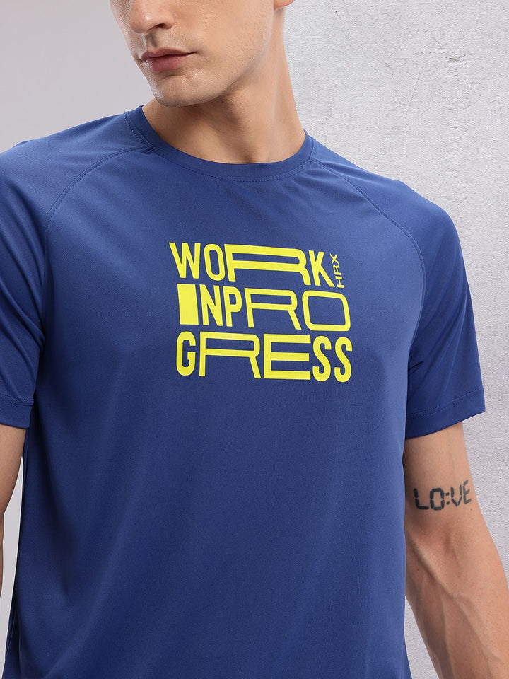 HRX by Hrithik Roshan Typography Print Rapid-Dry Training T-shirt
